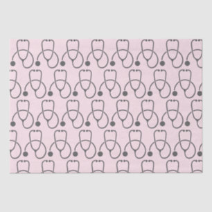 Papier Mousseline Stylisme Gris Stethoscope Motif sur rose