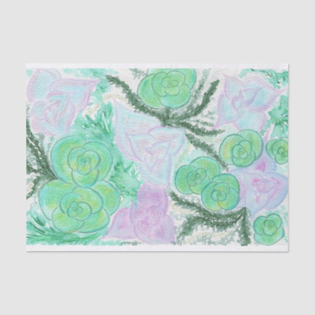 Papier Mousseline Succulents d'aquarelle (Recto)
