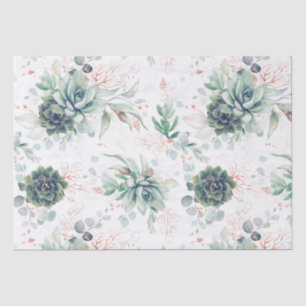 Papier Mousseline Succulents Rose Gold Eucalyptus Feuille verdure
