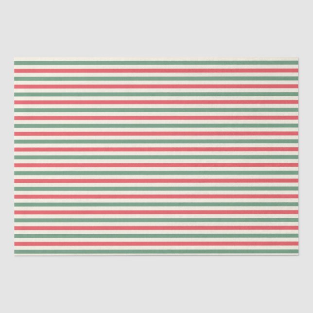 Papier Mousseline Sucre de canne rouge ivoire rétro rayures Noël (Recto)