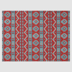 Papier Mousseline Sud-Ouest Mesas Turquoise & Rouge