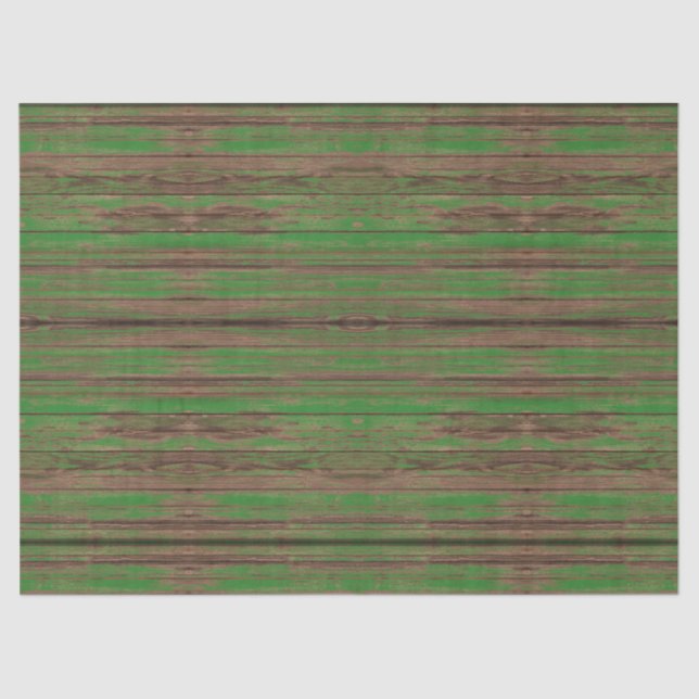 Papier Mousseline Sud-ouest Rustique Patiné vert bois peint (Recto)