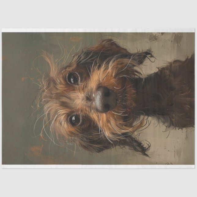 Papier Mousseline Sulky Sausage Dachshund Puppy Decoupge (Recto)