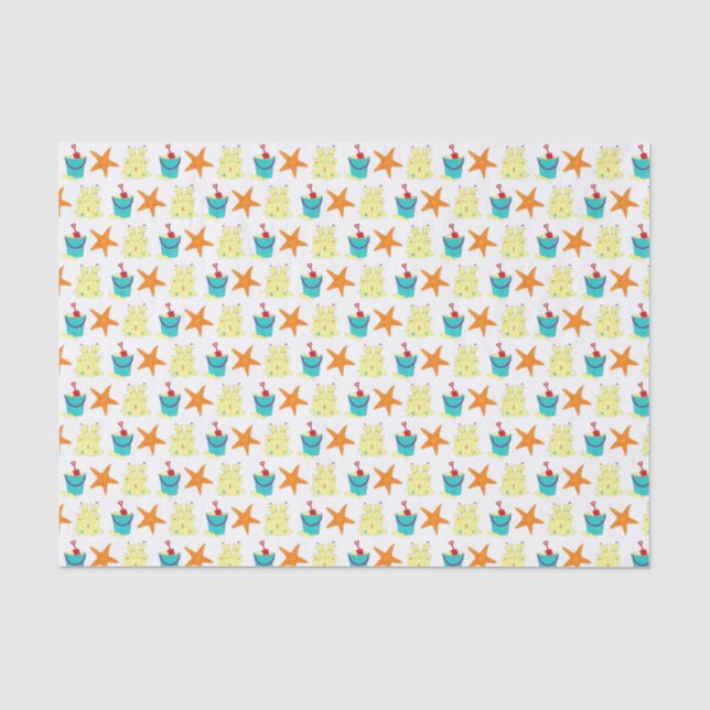 Papier Mousseline Summer Sand Castle Bucket Pail Beach Party (Recto)