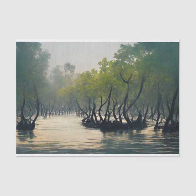 Papier Mousseline Sundarbans Forêt de Mangrove Arbres de la rivière (Recto)