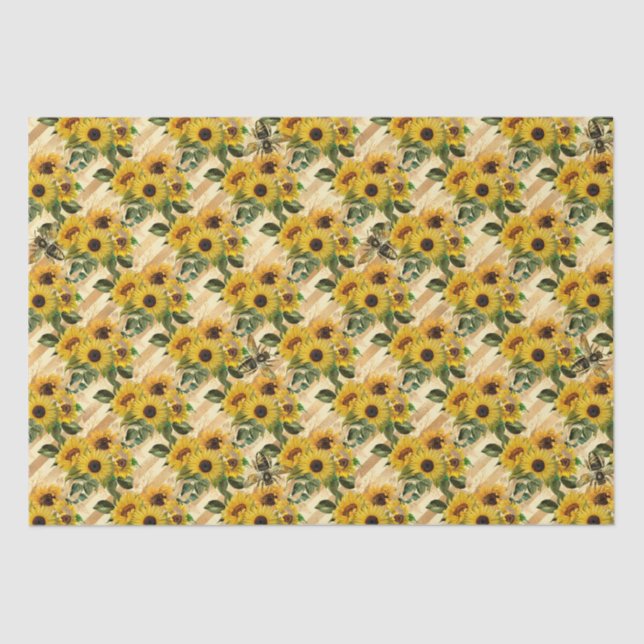Papier Mousseline Sunflowers & Honey Bees Strip (Recto)