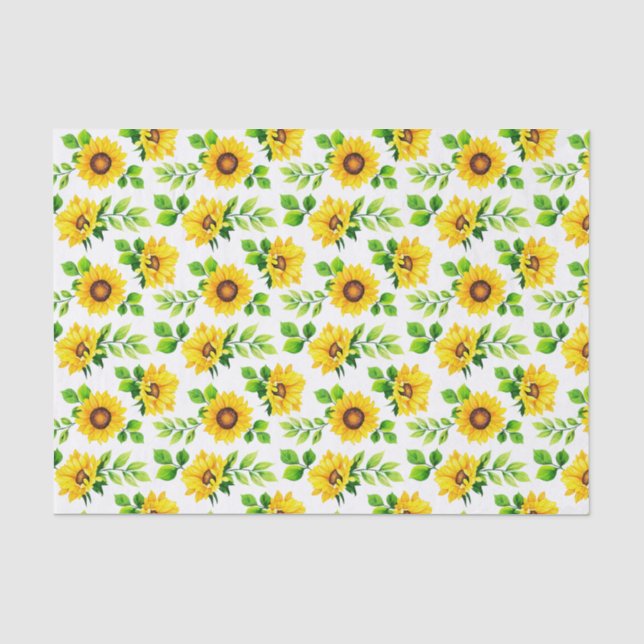 Papier Mousseline Sunflowers Motif Botanique Jardin Fête Florale (Recto)