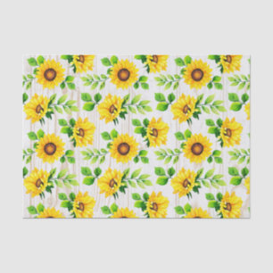 Papier Mousseline Sunflowers & Rustic Wood Botanical Motif Party