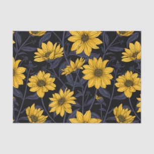 Papier Mousseline Sunroot, tournesol sauvage en jaune et bleu