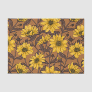 Papier Mousseline Sunroot, tournesol sauvage en jaune et marron