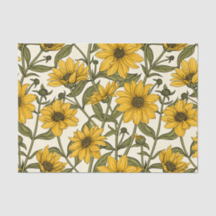 Papier Mousseline Sunroot, tournesol sauvage sur blanc