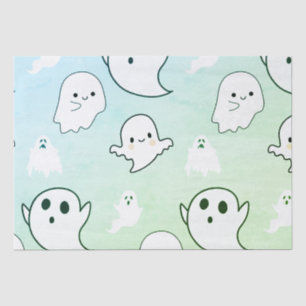 Papier Mousseline Super mignon blanc Fantômes vert clair Halloween