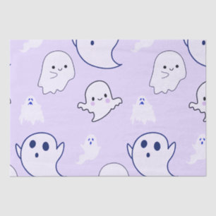 Papier Mousseline Super mignon Fantômes blancs violet Halloween