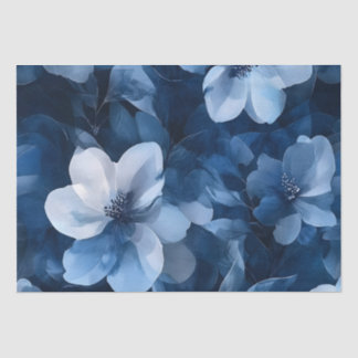 Papier Mousseline Superbe Flore Bleue