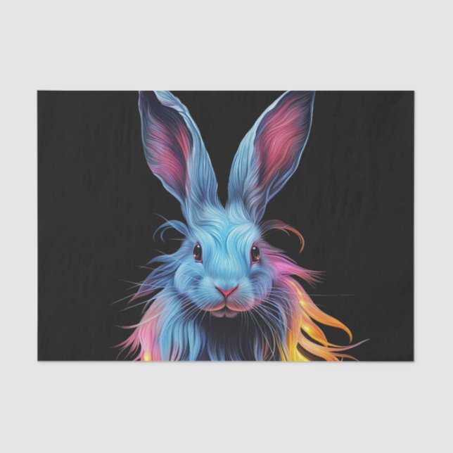 Papier Mousseline Superbe Lapin Bleu en feu (Recto)