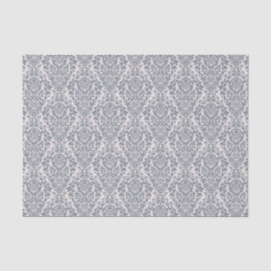 Papier Mousseline Superbe motif gris Damas