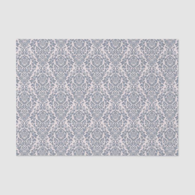 Papier Mousseline Superbe motif gris Damas (Recto)