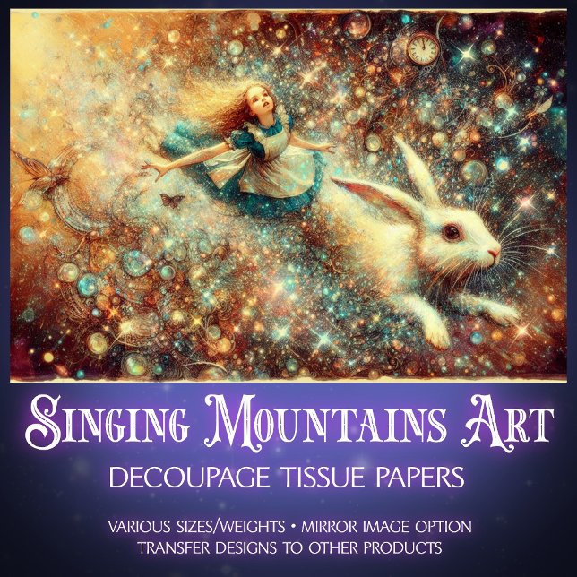 Papier Mousseline Surreal Wonderland Rabbit Hole Fantasy Decoupage (Créateur téléchargé)
