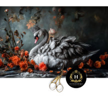 Swan gris majestueux avec découpage florale Couron