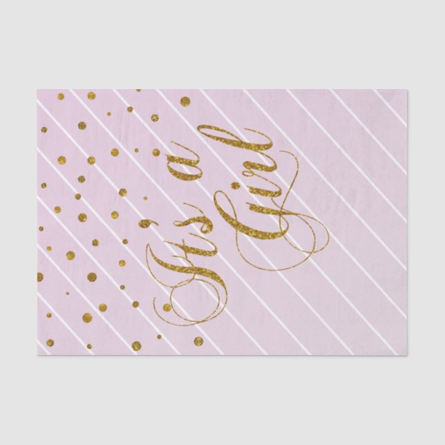 Papier Mousseline Sweet Baby Girl rose et Gold Confetti (Recto)