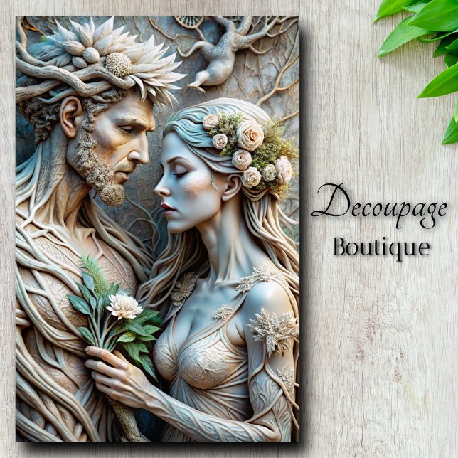 Papier Mousseline Sylvan Lovers Forest Embrasser Decoupage (Sylvan Lovers Forest Embrace Decoupage Tissue Paper)