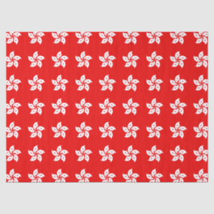 Papier Mousseline Symbole de l'orchidée blanche de Hong Kong en roug