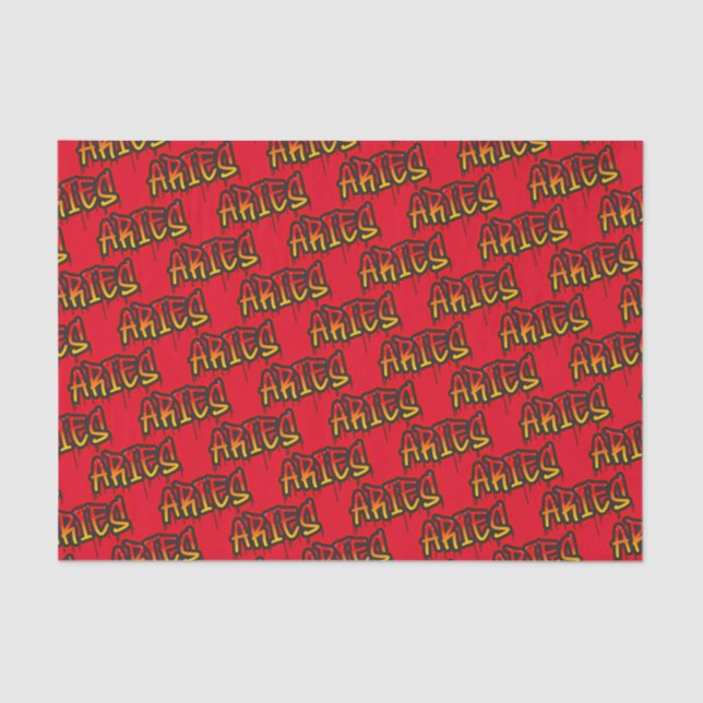 Papier Mousseline SYMBOLE D'INCENDIE Zodiaque ARIES Red Driving Art  (Recto)