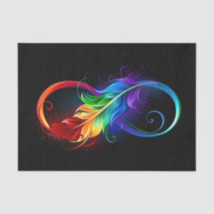 Papier Mousseline Symbole d'infini avec plume arc-en-ciel