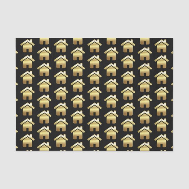 Papier Mousseline Symbole Elegant Gold House Motif immobilier (Recto)
