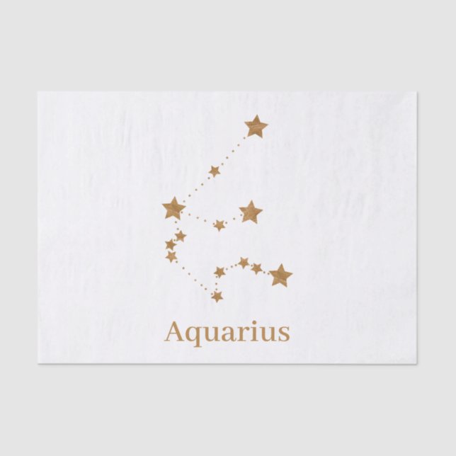 Papier Mousseline Symbole moderne Zodiac Gold Aquarius | Air de l'él (Recto)