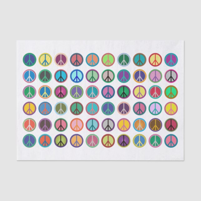 Papier Mousseline Symboles de paix colorés (Recto)
