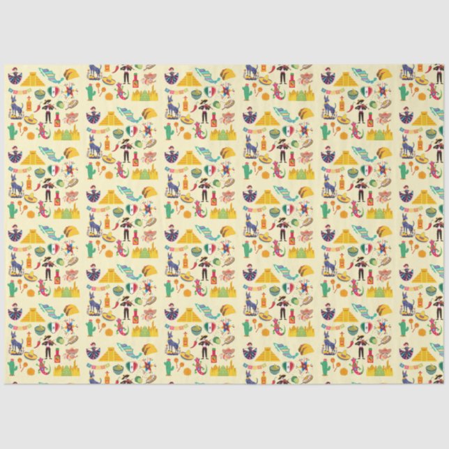 Papier Mousseline Symboles du Mexique (Recto)