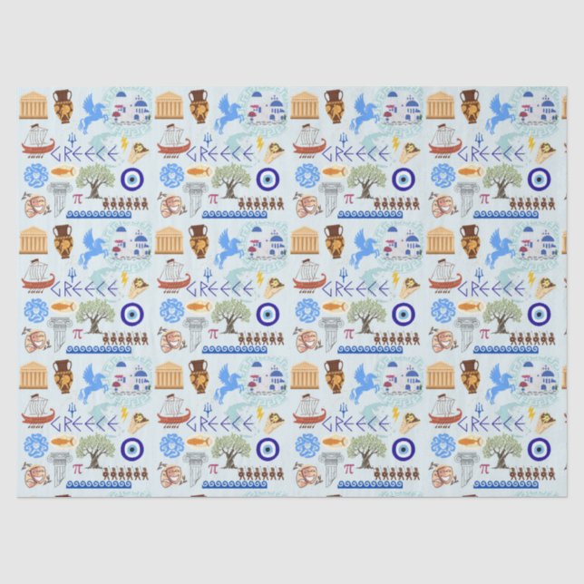 Papier Mousseline Symboles grecs Amateurs de voyage (Recto)