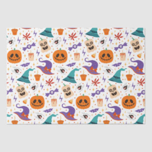 Papier Mousseline Symboles Halloween Éffrayants colorés Motif