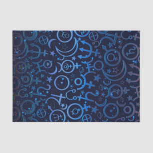 Papier Mousseline Symboles planétaires bleus Univers mystique Planèt