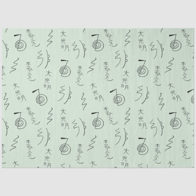 Papier Mousseline Symboles Reiki Motif - Reiki Guérison (Recto)