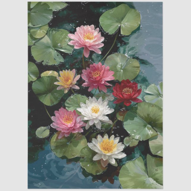Papier Mousseline Symphony of Water Lilies Decoupage (Recto)