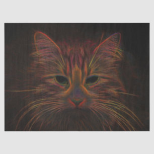Papier Mousseline Tabby Cat Design Orange Copper Black Photo Art