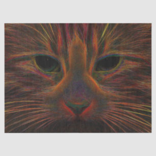 Papier Mousseline Tabby Cat Design Orange Cuivre noir Clôture noire