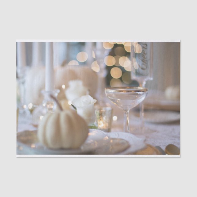 Papier Mousseline Table Thanksgiving Élégant Lieu Cadre Photo (Recto)