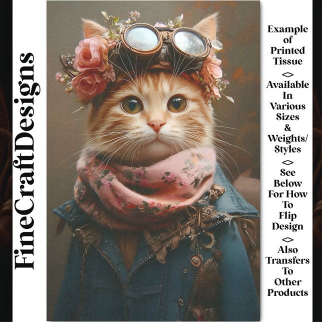 Papier Mousseline Tablette Chat En Panier Rose & Coat CD7 Découpage (Créateur téléchargé)