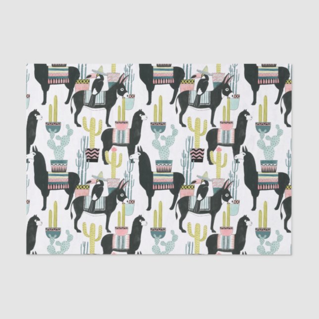 Papier Mousseline Taco à propos d'amour | Motif Llama & Donkey (Recto)