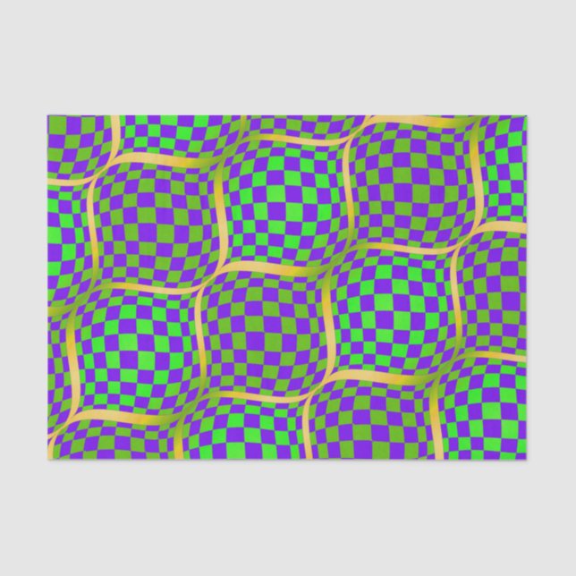 Papier Mousseline Taffi violet et ruban vert (Recto)