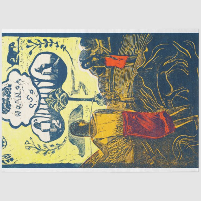 Papier Mousseline Tahitian Femmes et Chien, Gauguin (Recto)