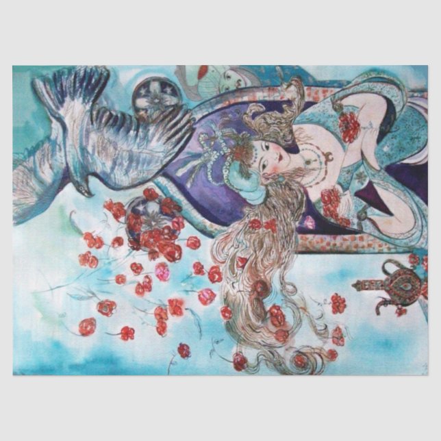 Papier Mousseline TALE ORIENTALE DE FOYER, Princesse, Roses rouges e (Recto)
