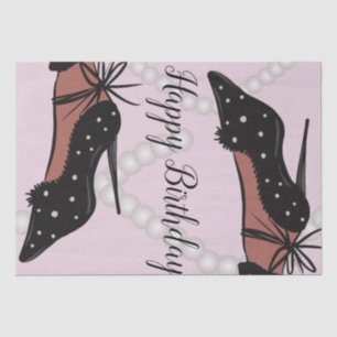 Papier Mousseline Talon Élégant Beauté Fashionista Anniversaire Rose