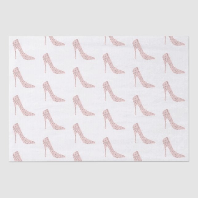 Papier Mousseline Talons Hauts Diamant Rose Argenté Lavage de Noces (Recto)