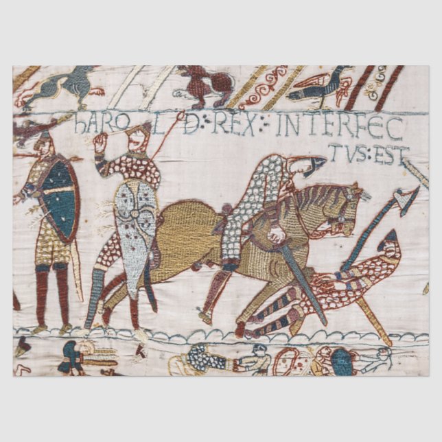 Papier Mousseline TAPESTRE BAYEUX Mort du roi Harold à la bataille (Recto)