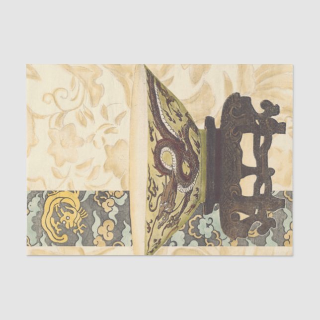 Papier Mousseline Tapisserie asiatique avec bol et design dragon (Recto)