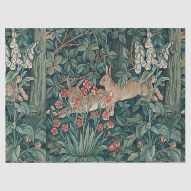 Papier Mousseline Tapisserie de lapins forestiers (Recto)